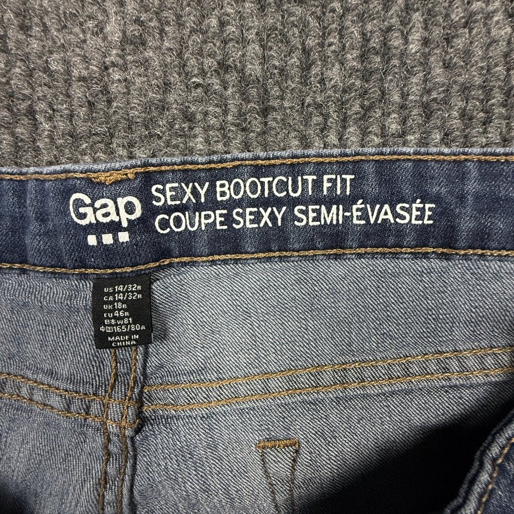 Gap Sexy Bootcut Fit Jeans Tinted Dark Wash Blue Denim 14/32R S/346418-00 - Picture 4 of 14